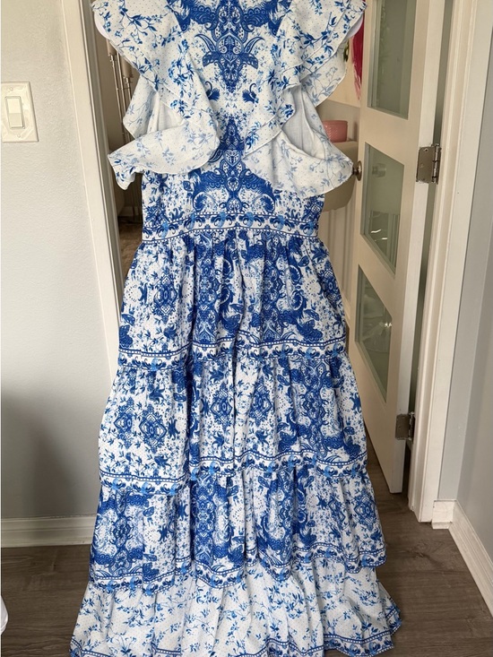 Beulah Blue and White Printed Maxi Dress - Picture 2 of 3